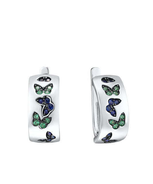 Sterling Silver earrings with spinels and nano saphir