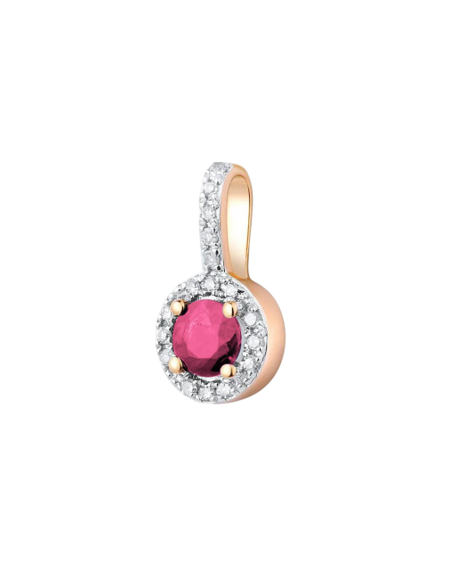 Gold pendant with ruby and diamonds