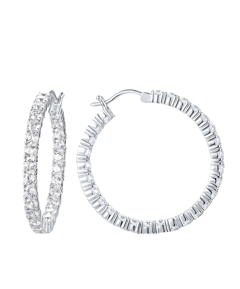 Hopeiset korvakorut zirkoneilla