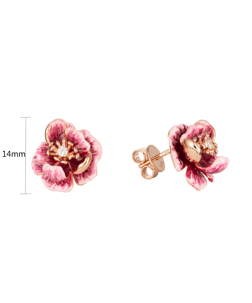 Gilded sterling silver earrings with zircons and enamel