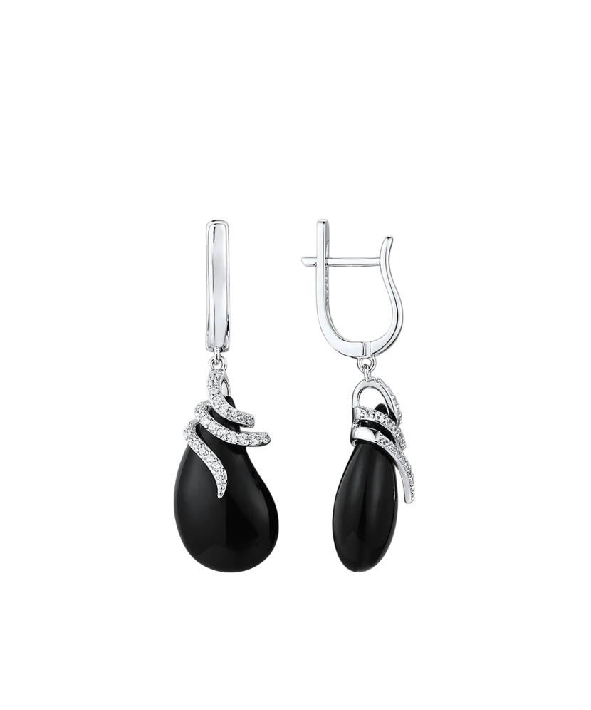 Sterling silver earrings with ceramics and zircons