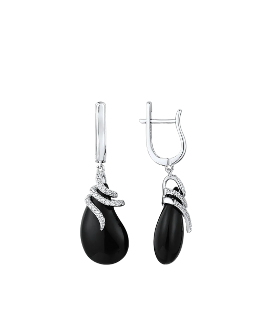 Sterling silver earrings with ceramics and zircons