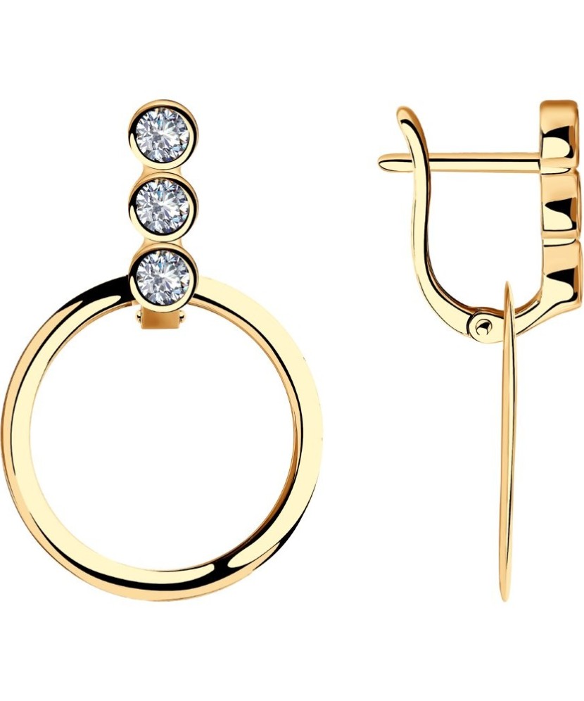 Gilded sterling silver earrings with zircons