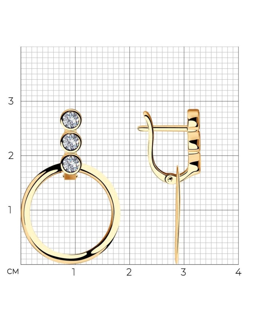 Gilded sterling silver earrings with zircons