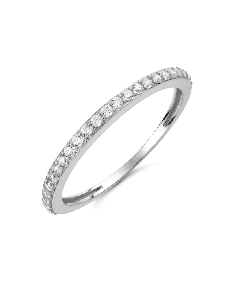 White gold ring with zircons