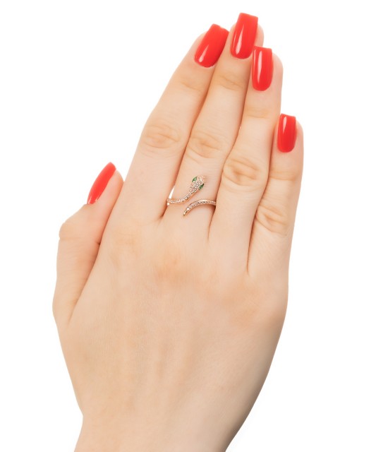 Gold ring with zircons