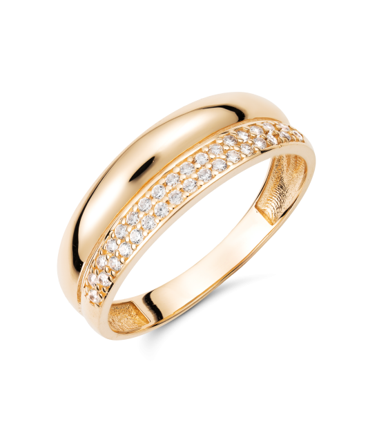 Gold ring with zircons