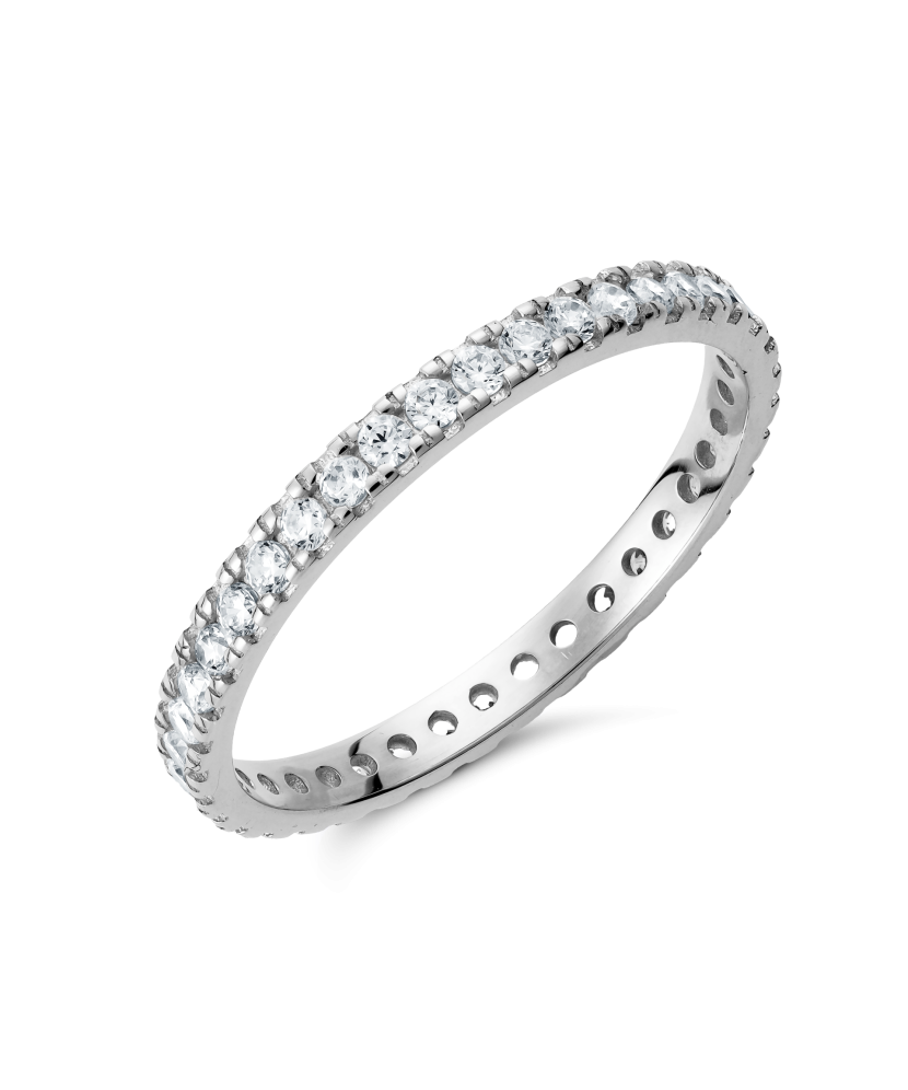 Valkokultasormus zirkoneilla