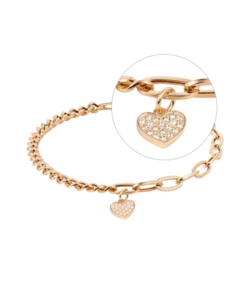 Gold bracelet with zircons