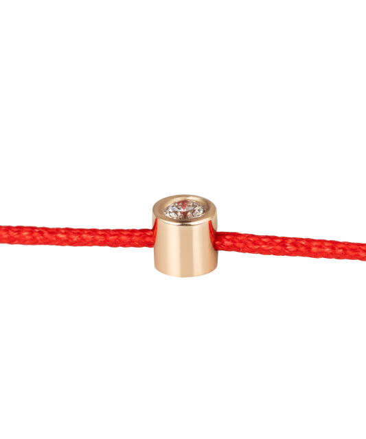 Red string bracelet With gold and diamond pendant 0.03ct