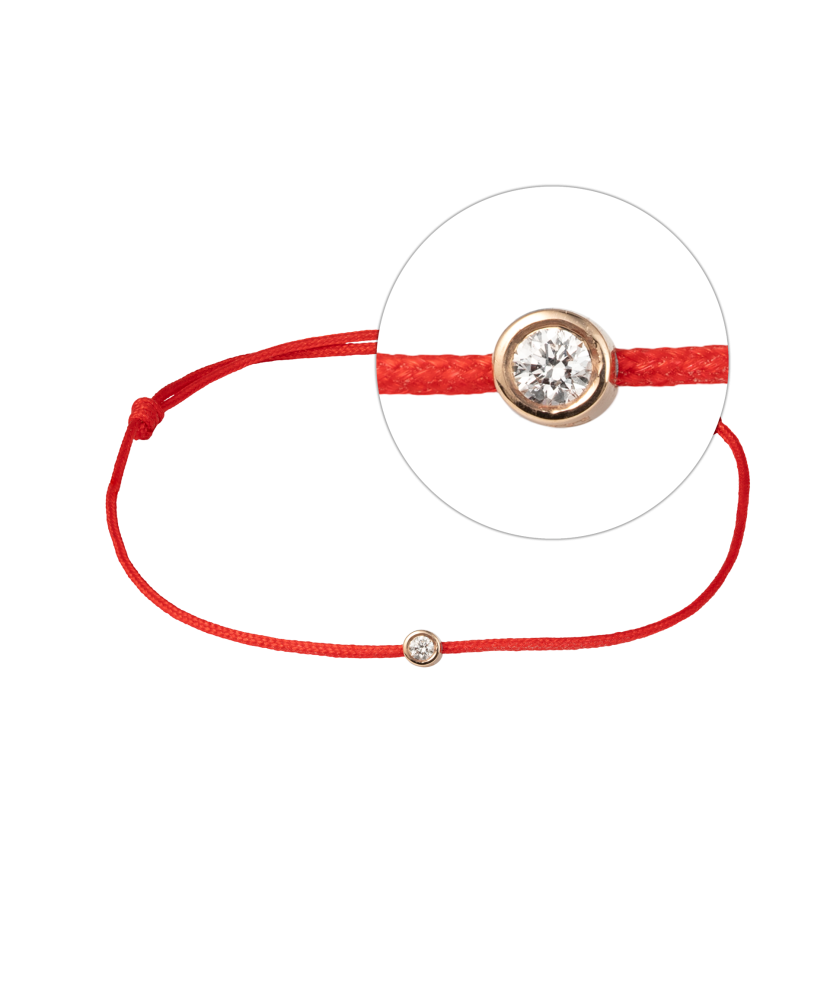 Red string bracelet With gold and diamond pendant 0.05ct