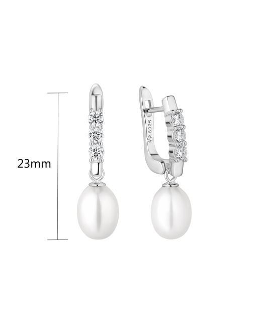 Sterling silver earrings with pearls and zircons