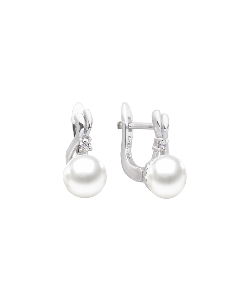 Sterling silver earrings with pearls and zircons