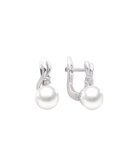 Sterling silver earrings with pearls and zircons