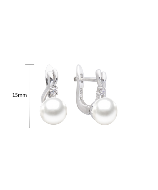 Sterling silver earrings with pearls and zircons