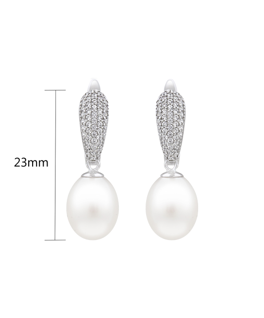 Sterling silver earrings with pearls and zircons