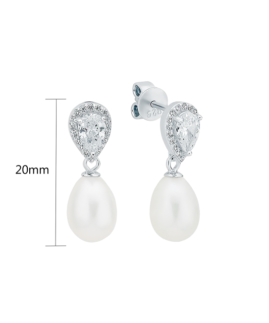 Sterling silver earrings with pearls and zircons