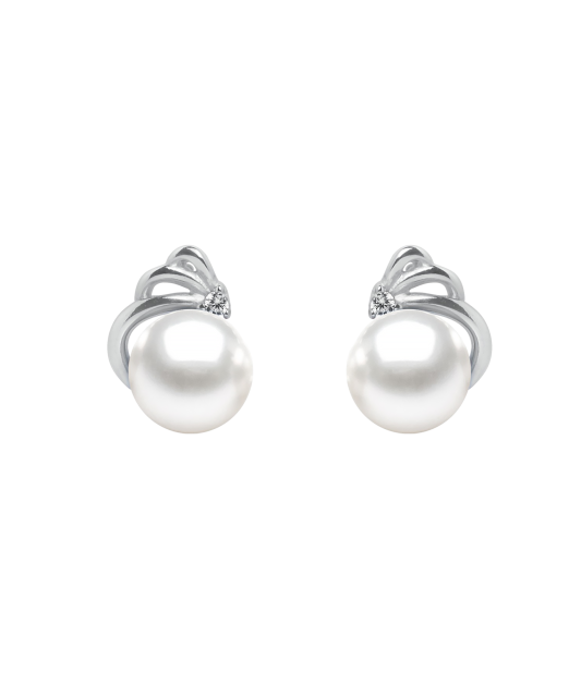 Sterling silver earrings with pearls and zircons