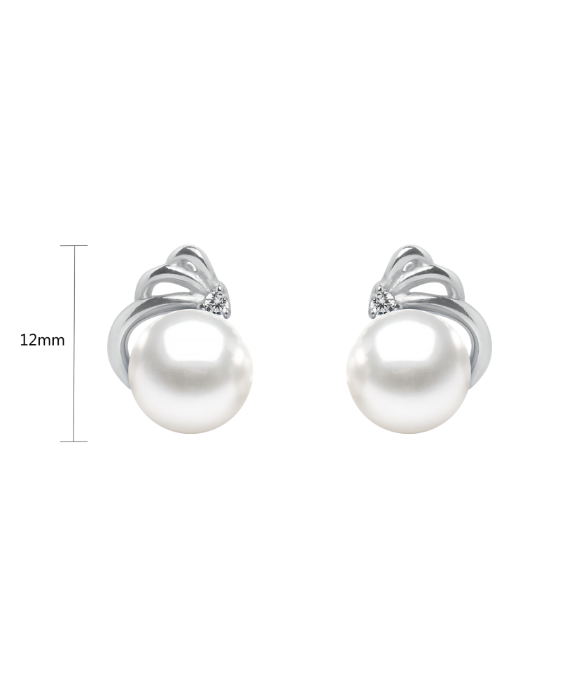 Sterling silver earrings with pearls and zircons