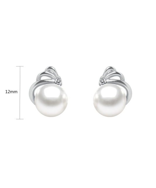 Sterling silver earrings with pearls and zircons