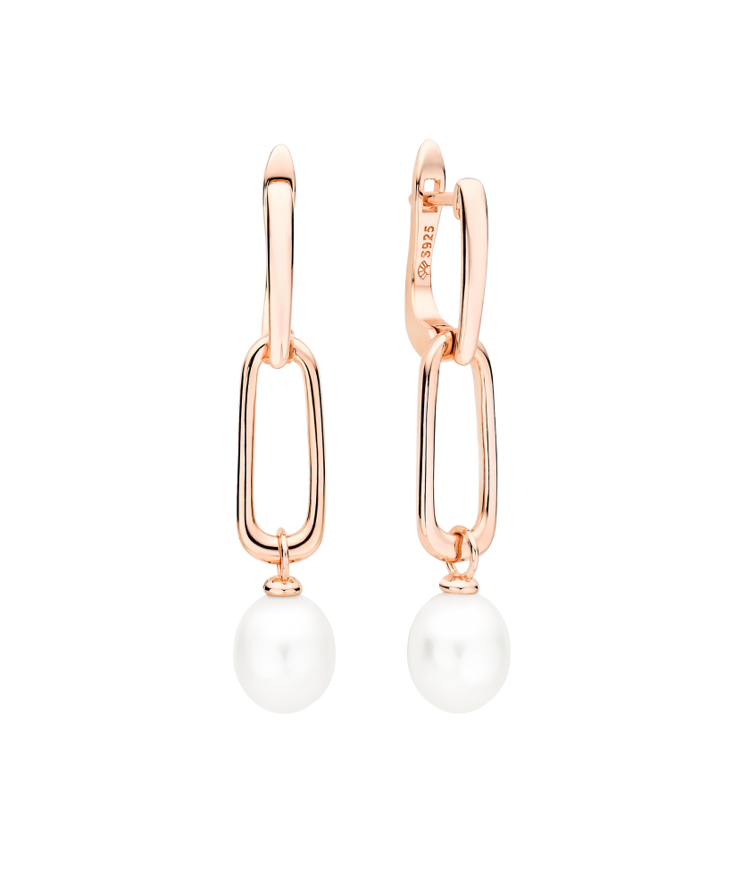 Gilded sterling silver earrings with pearls