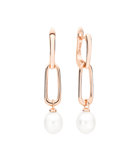 Gilded sterling silver earrings with pearls
