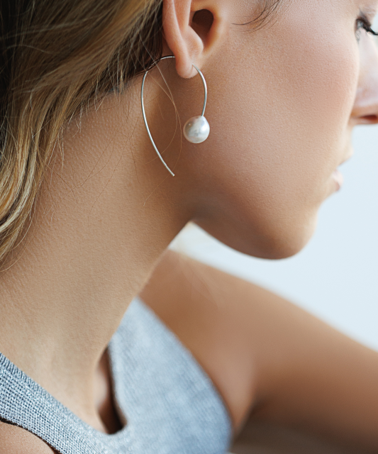 Sidabriniai auskarai su Kasumi perlais ir cirkoniais