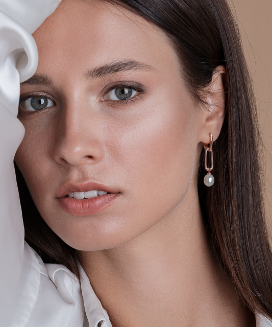 Paauksuoti Sidabriniai auskarai su perlais