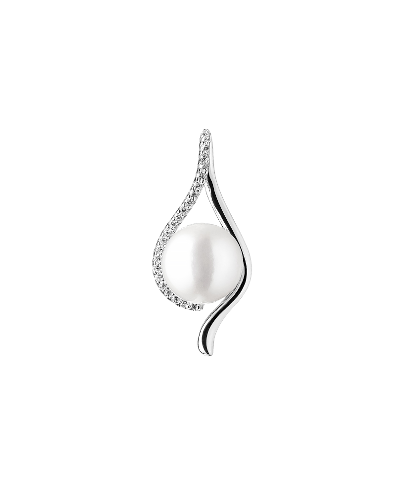 Sterling silver pendant with pearl and zircons