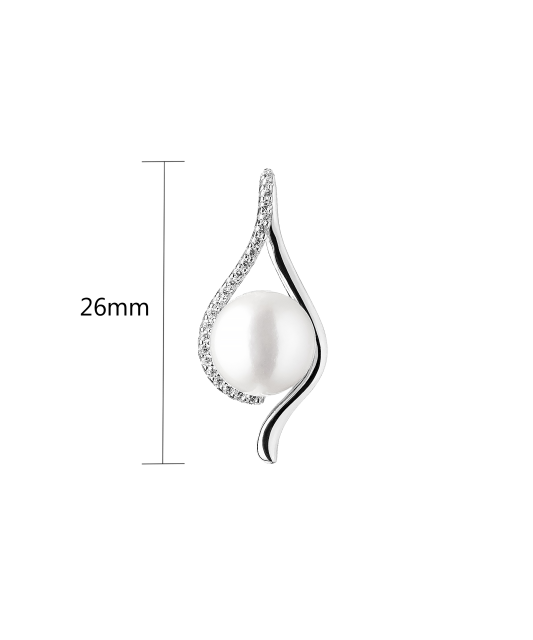 Sterling silver pendant with pearl and zircons