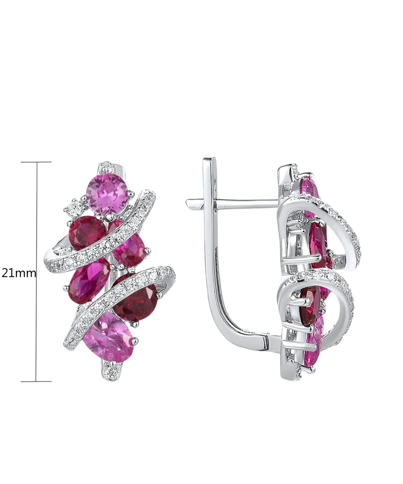Sterling silver earrings with zircons, nano sapphire and nano ruby