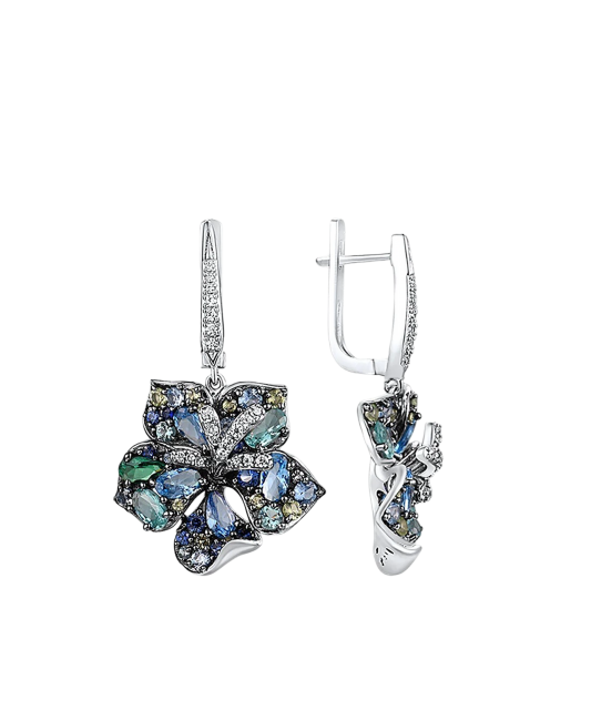 Sterling silver earrings with zircons and spinels