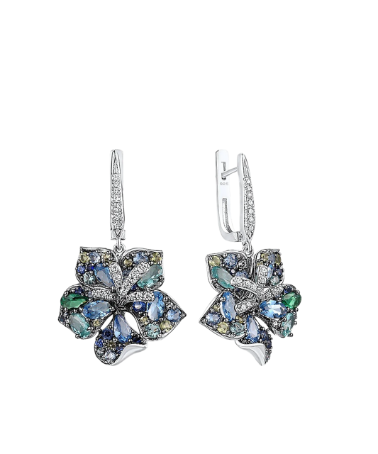 Sterling silver earrings with zircons and spinels