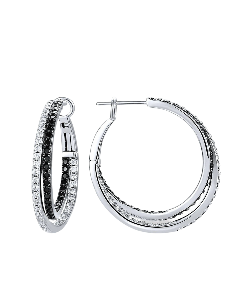 Hopeiset korvakorut spinelleillä ja zirkoneilla