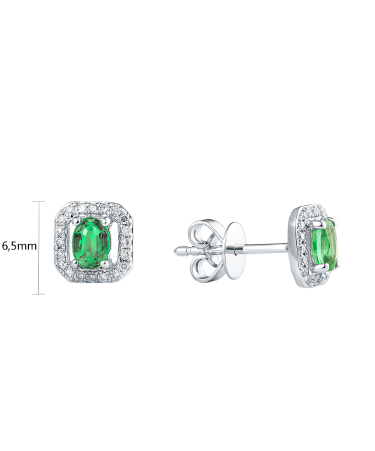 White gold earrings with emeralds and diamonds