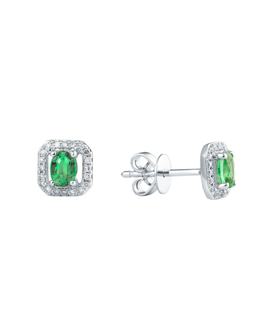 White gold earrings with emeralds and diamonds