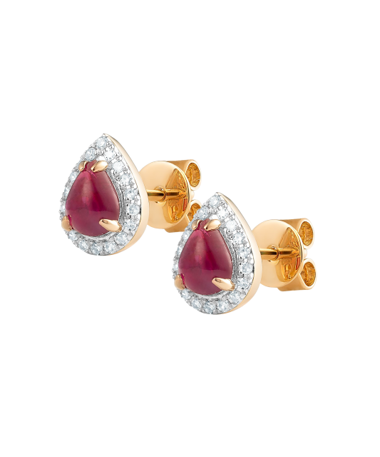 Gold earrings with rubies and diamonds