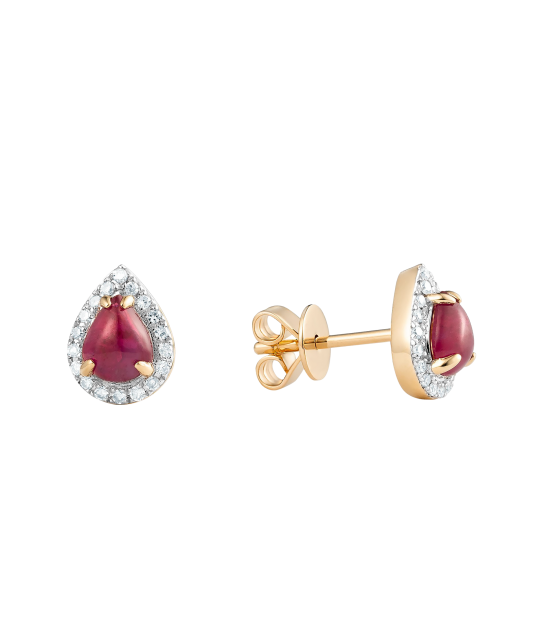 Gold earrings with rubies and diamonds