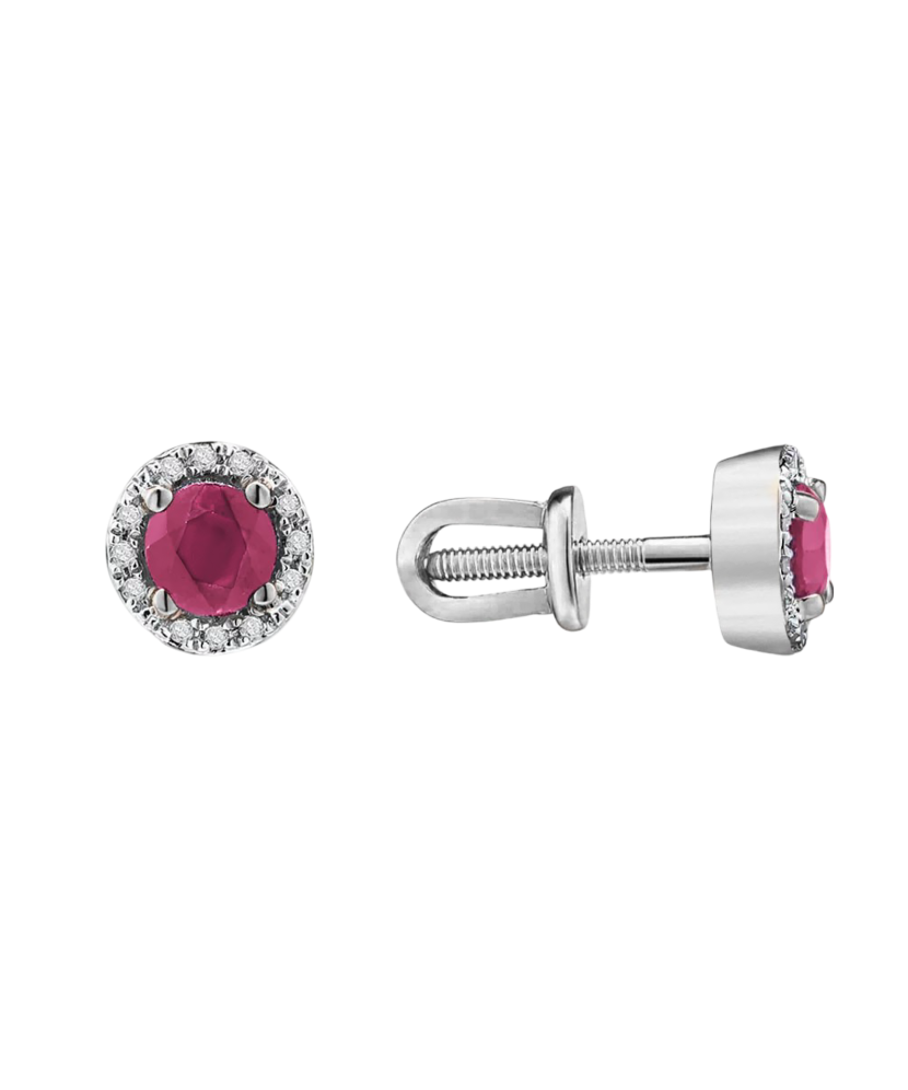 White gold earrings with rubies and diamonds