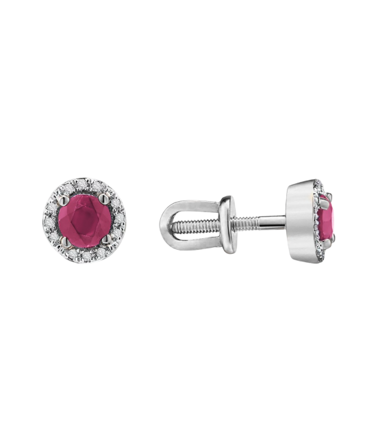 White gold earrings with rubies and diamonds