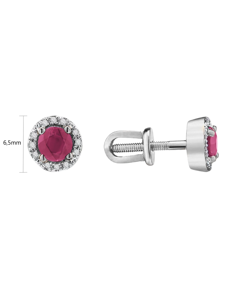 White gold earrings with rubies and diamonds