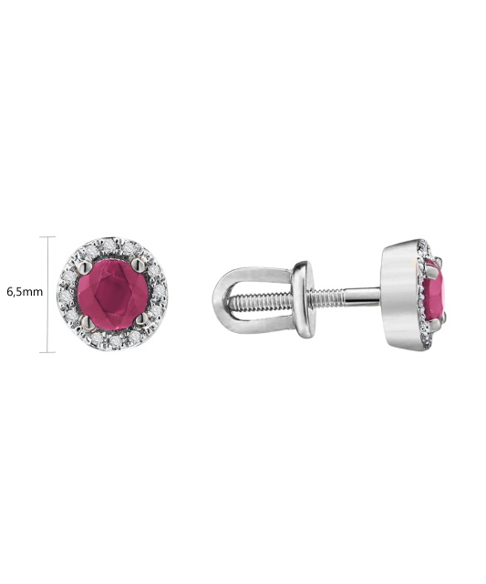 White gold earrings with rubies and diamonds