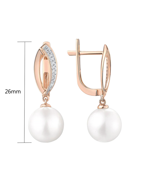 Gold earrings with diamonds and pearls