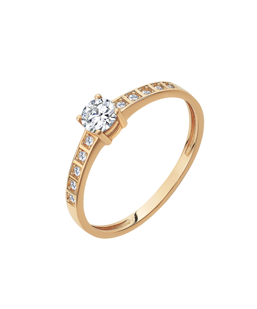 Gold ring with zircons