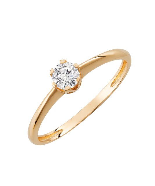 Gold ring with zirconium