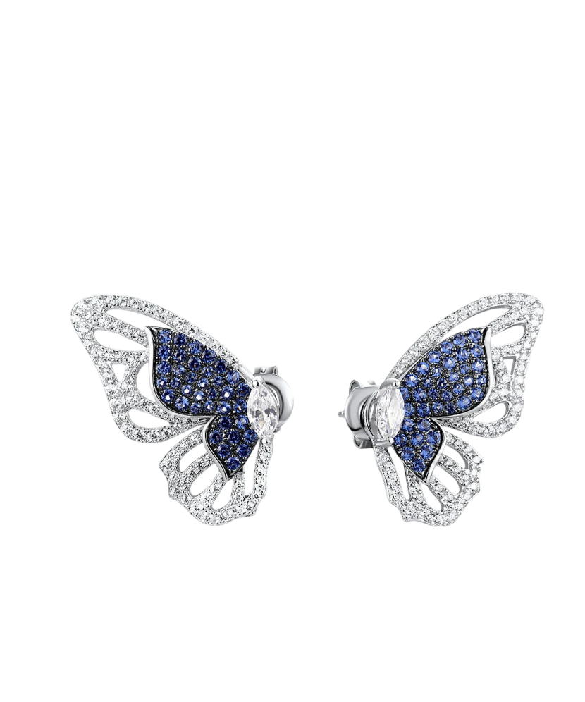 Gilded sterling silver earrings with zircons and spinels "Butterfly"
