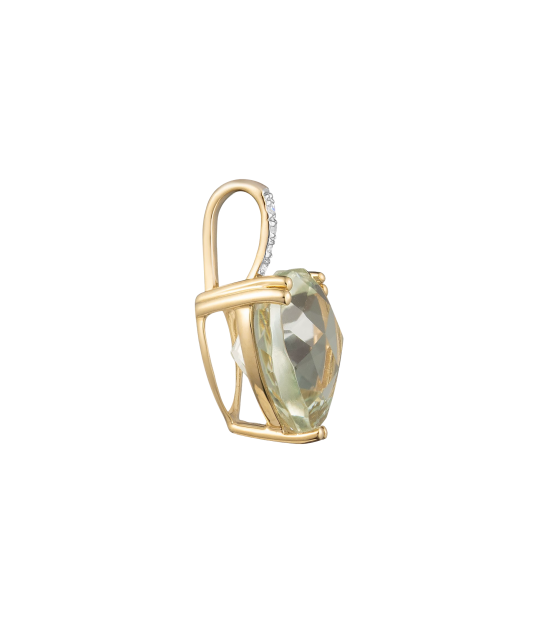 Yellow gold pendant with green amethyst and diamonds "Heart"