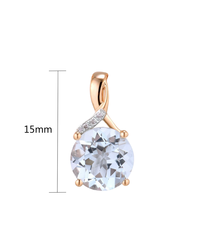 Gold pendant with topaz and diamonds