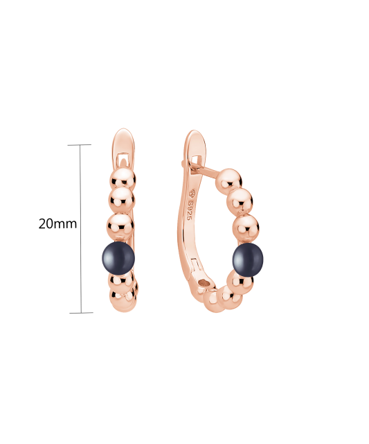 Gilded sterling silver earrings with pearls