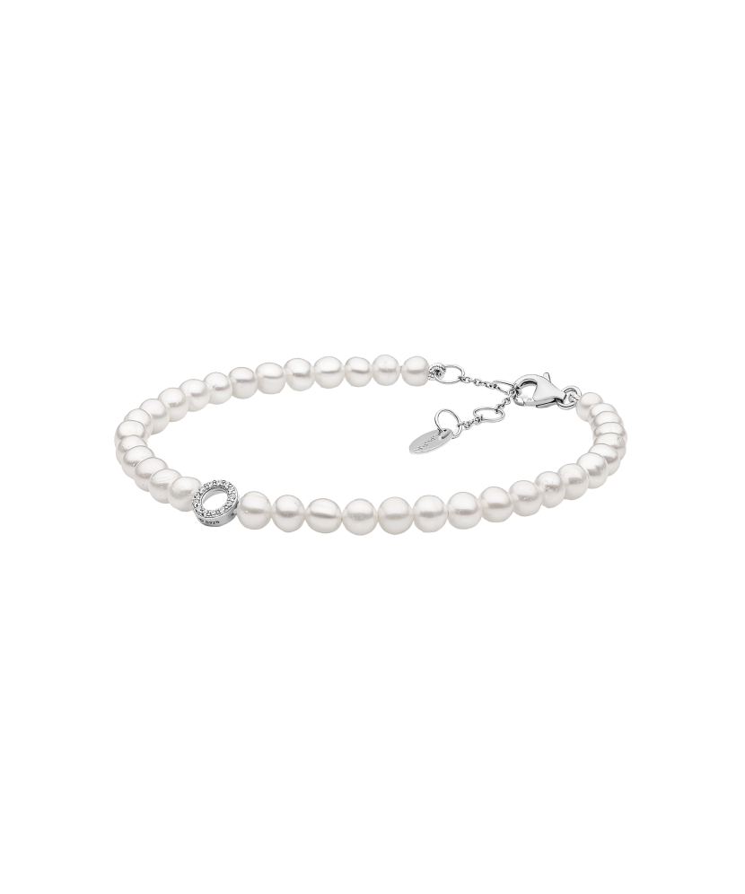 Bracelet with pearls, zircons and silver